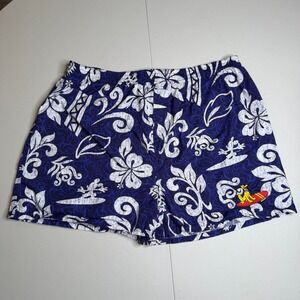 Walt Disney World Pluto Surfing Hibiscus Mens XL Swim Trunks Blue Cotton